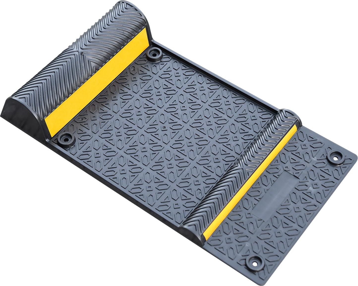 21.3" x 11.5" x 3.2" Inch PU Flexible Parking Mats, with 3M Yellow Reflective Tapes, Self-Adhesive Parking Lot Garage Floor Mats, Wheel Stoppers for Cars, Motorcycle, Pickups (4)