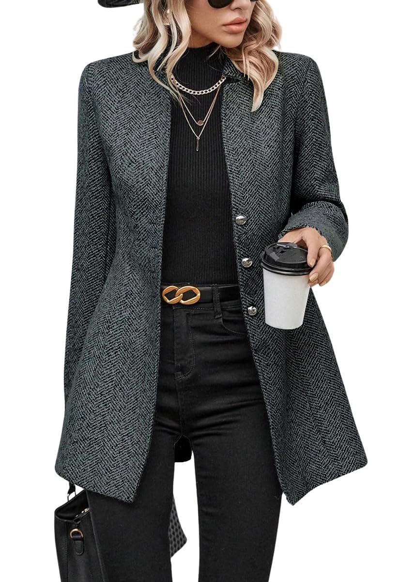 yoeasy Women's Stand Collar Single Breasted Pea Coat Casual Wool Blend Mid Long Trench Coat Winter Jackets-picture-28