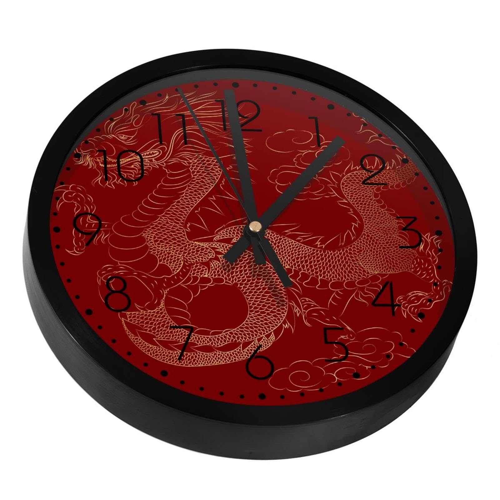 Horloge murale dragon chinois rouge, voyage immobile au cœur de votre salon
