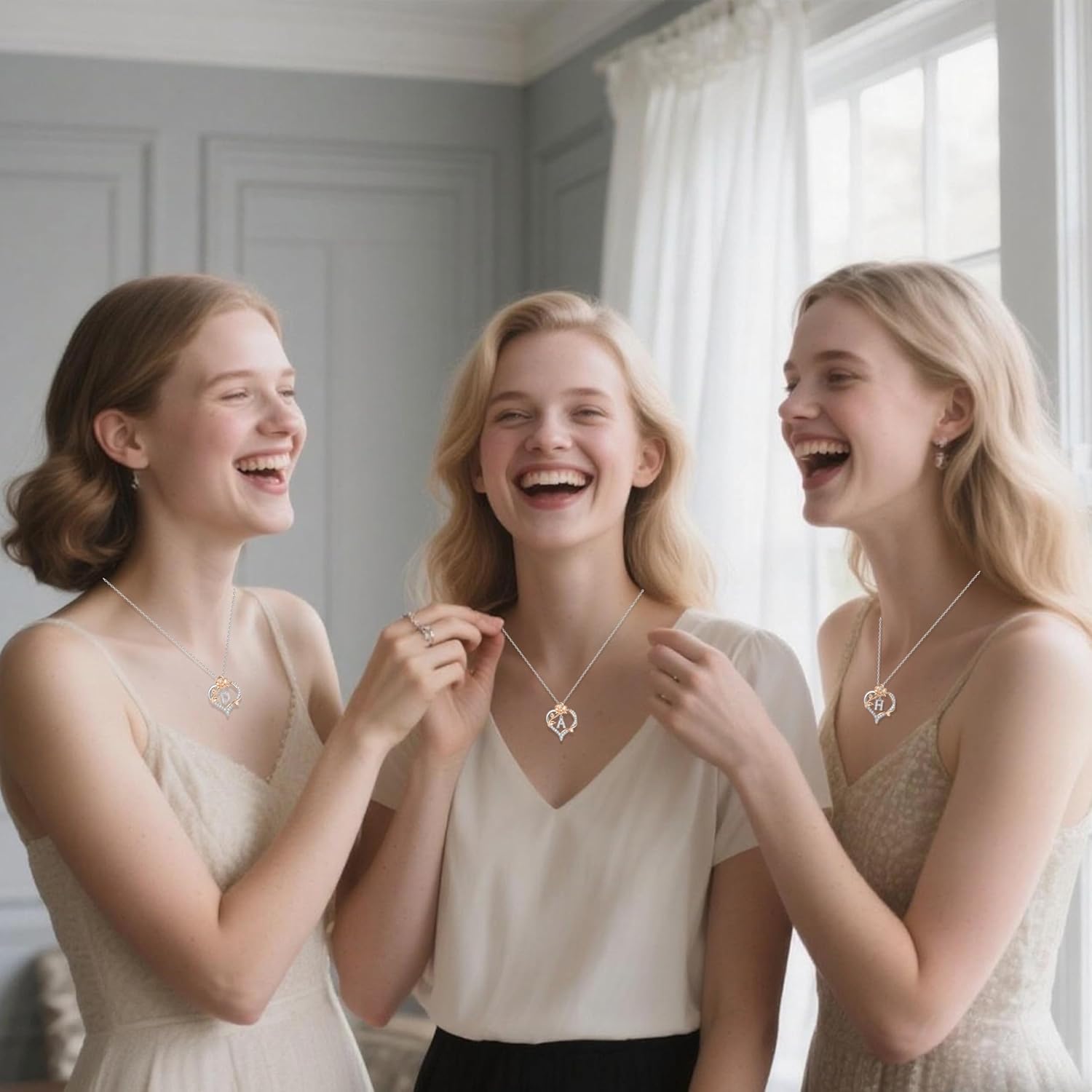 Rose Heart Letter Initial Necklace for Women, S925 Sterling Silver Pendant Necklace Adjustable Dainty Rose Flower Jewelry Gift for Her - Image 5