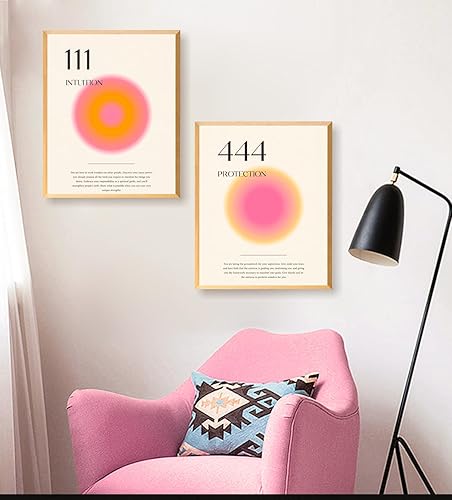 Miniatura 7 de Póster de número de ángel de 9 piezas, póster estético de aura, pósteres espirituales, impresión de números de ángel degradado, citas inspiradoras,