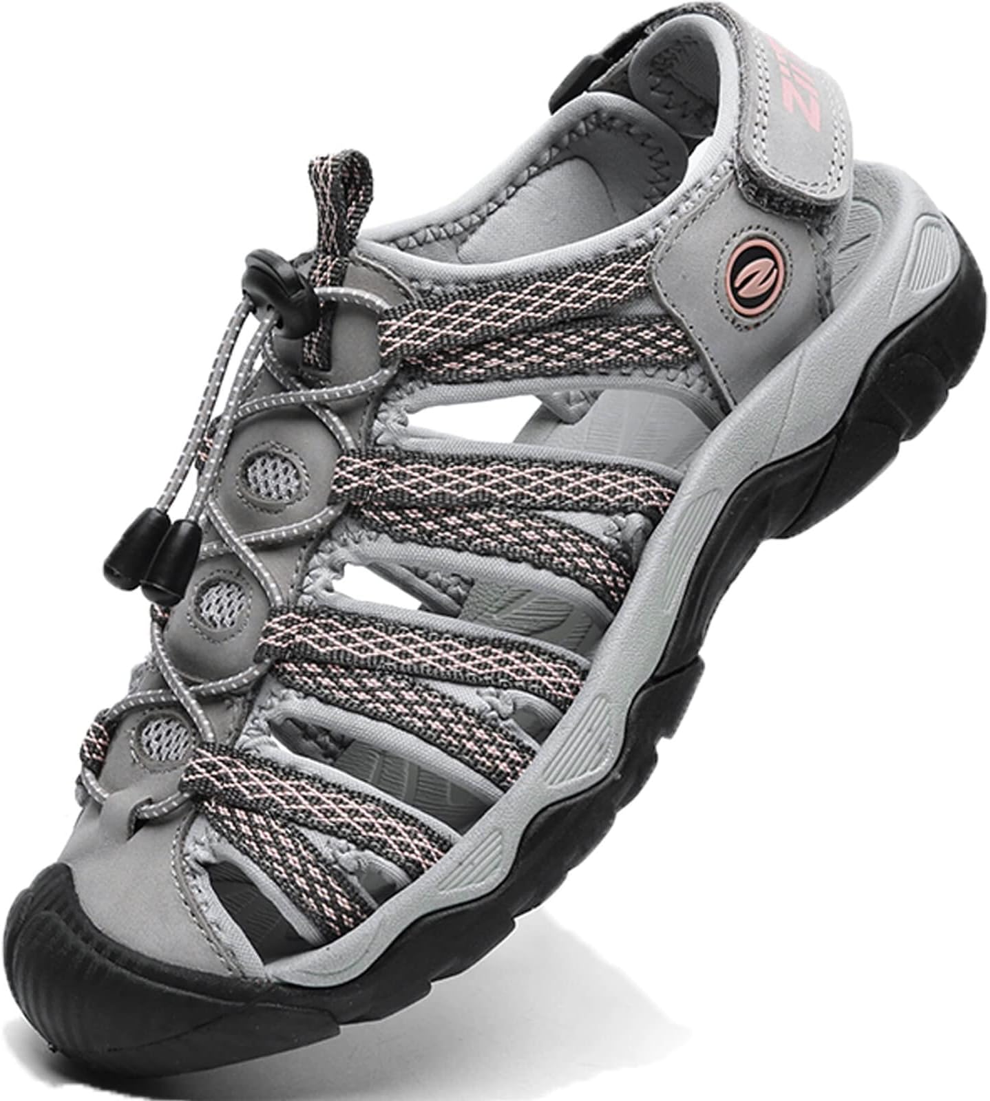 ziitopWomens Hiking Sandals Closed Toe Summer Outdoor Adventurous Beach Sandals Lace Adjustable Double Buckle Water Shoes