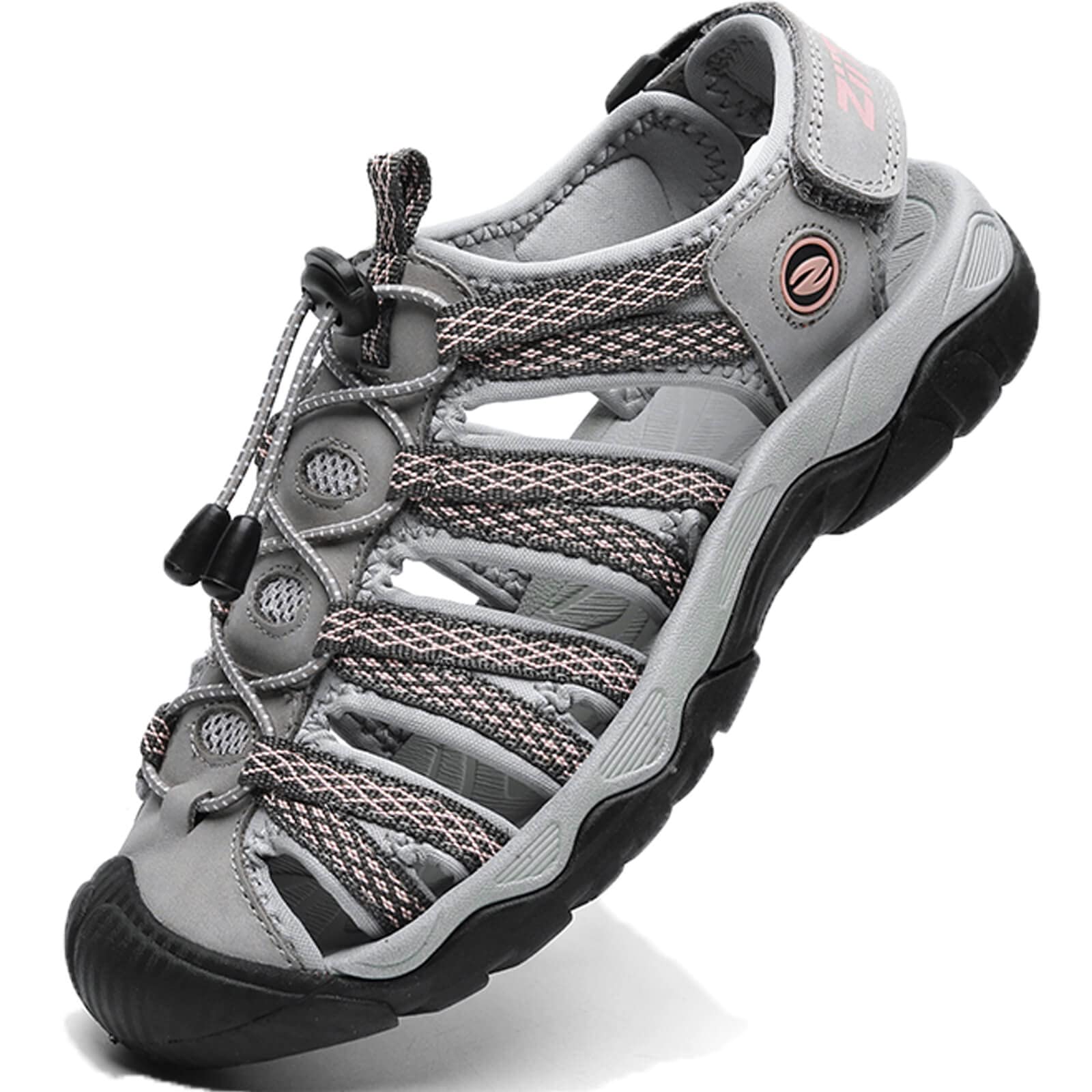 ziitopWomens Hiking Sandals Closed Toe Summer Outdoor Adventurous Beach Sandals Lace Adjustable Double Buckle Water Shoes