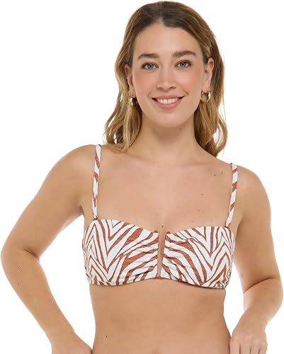 Leslie Bandeau Bikini Top Swimsuit – Removable Soft Cups, U-Wire Support, Side B