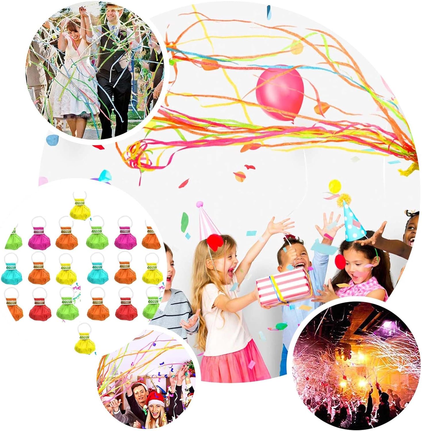 20 Packs No Mess Confetti Poppers,Hand Throw Party Streamer
