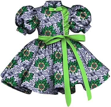 Amazon.com: XIAOHUAGUA African Print Girls Dress Short Sleeve High Waist A- line Midi Dress Wedding Kids Birthday Party Evening: Clothing, Shoes &  Jewelry
