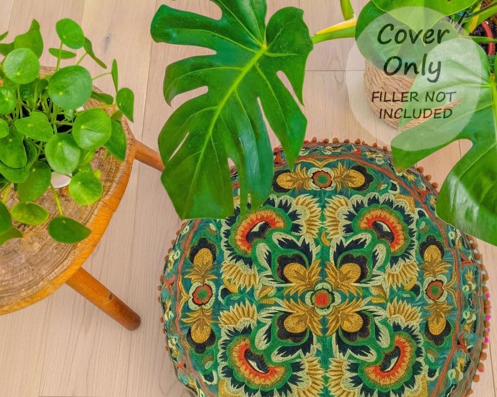 Mandala Life ART Fodera per cuscino da pavimento rotondo bohémien - 60 cm - 100% cotone - Custodia pouf per pouf per soggiorno, camera da letto, patio e altro