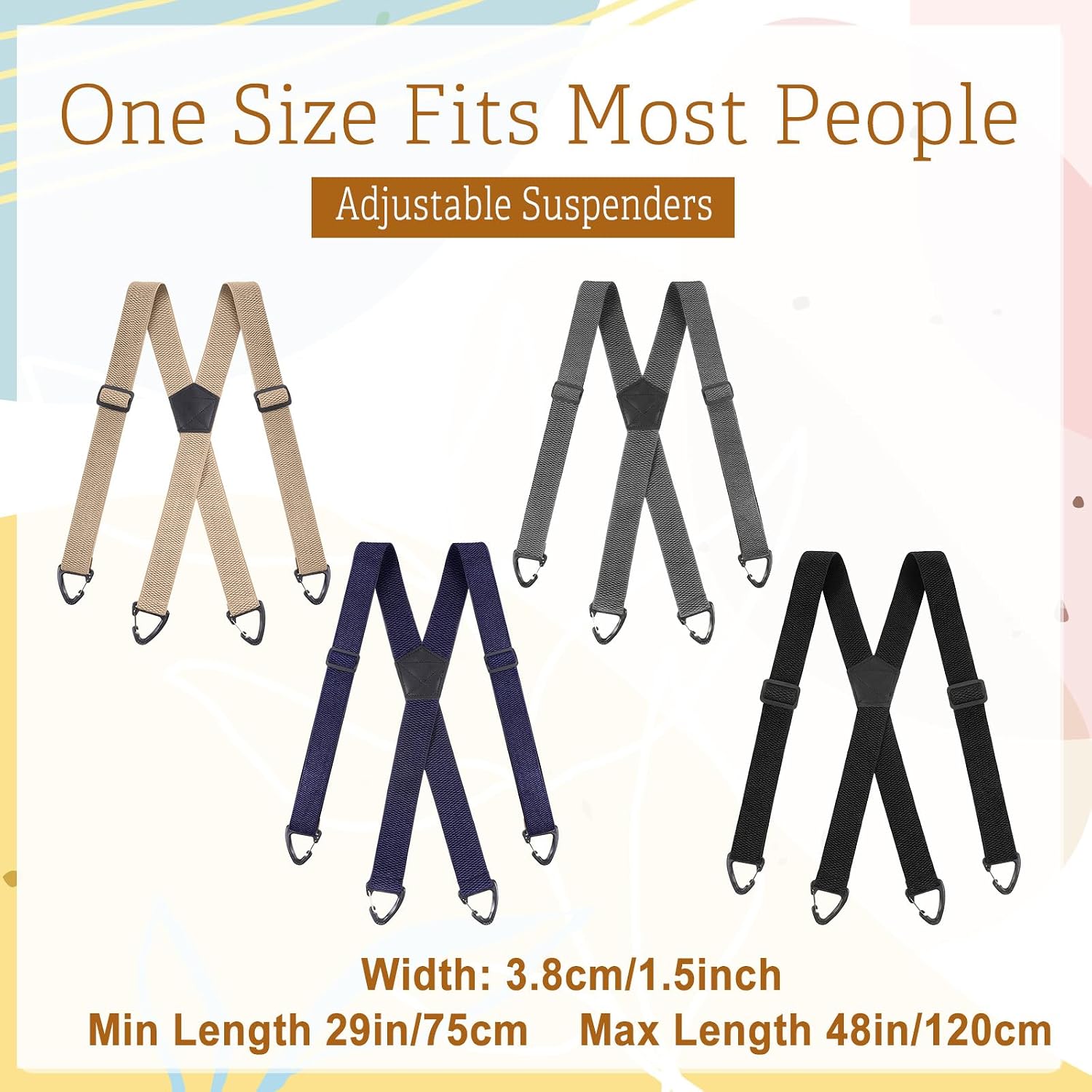 4 Pcs X Back Hidden Suspenders for Men, Heavy Duty Work Suspenders Under Clothing Invisible Belt for Jeans Pants