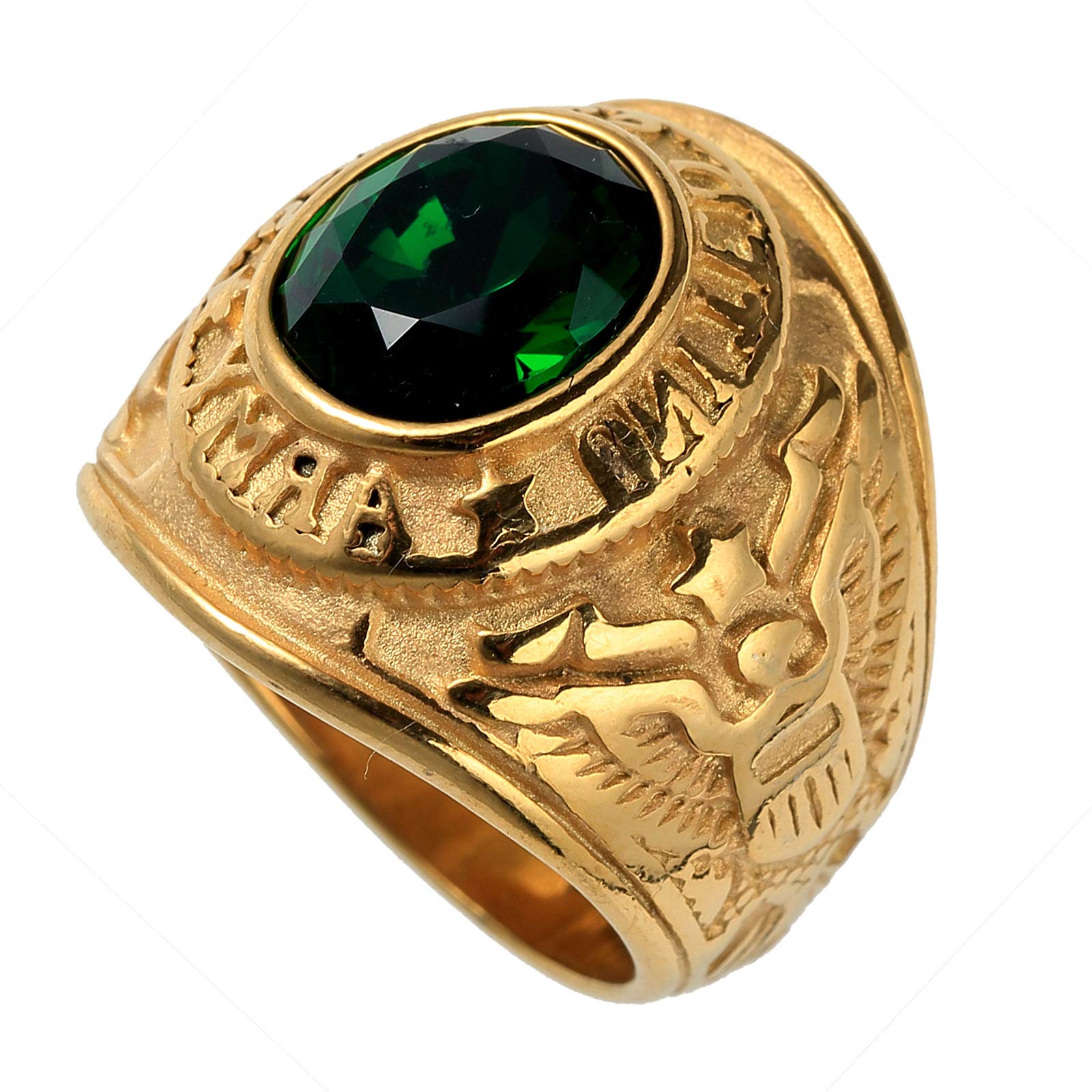Men's Stainless Steel United States Army Ring with Stone
