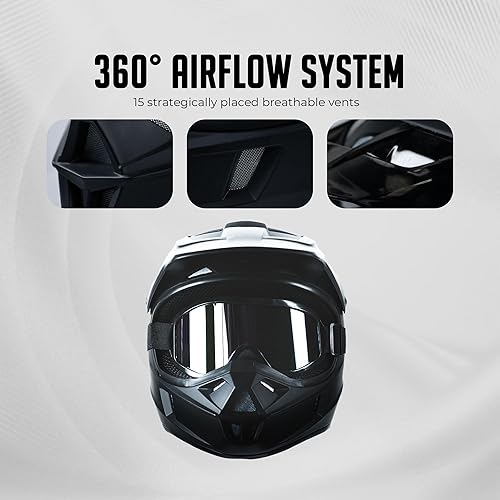 Miniatura 7 de Casco de motocross y ATV para niños de 4 a 16 DOT, casco de motocicleta de cara completa para cuatro ruedas, motocross, BMX. MXUTV, moto de nieve,