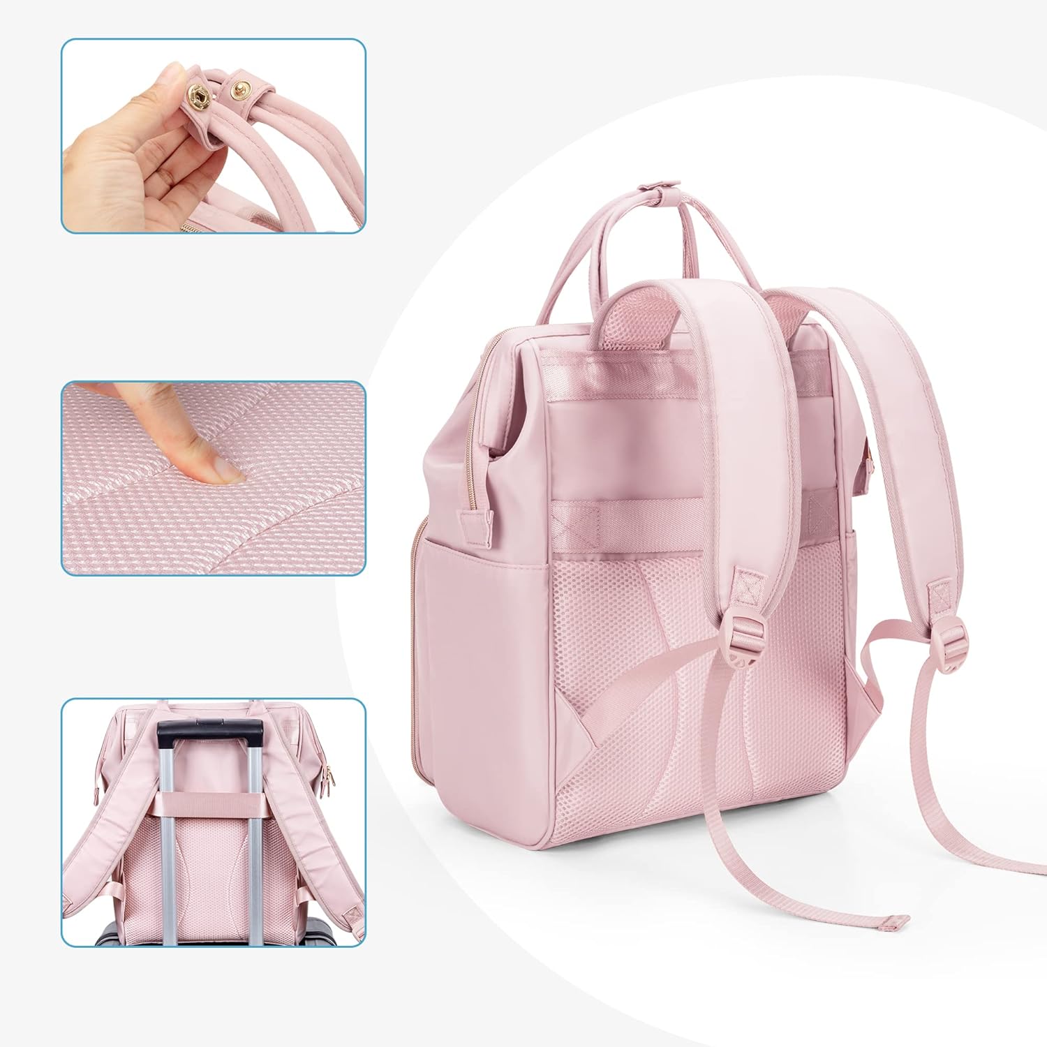 Fasrom Nurse Backpack with Padded Laptop Sleeve for Medical Supplies Storage, Nursing Clinical Work Bag for Women Nurses, Nursing Students, Health Professionals, Pink (Empty Bag Only) - Image 4