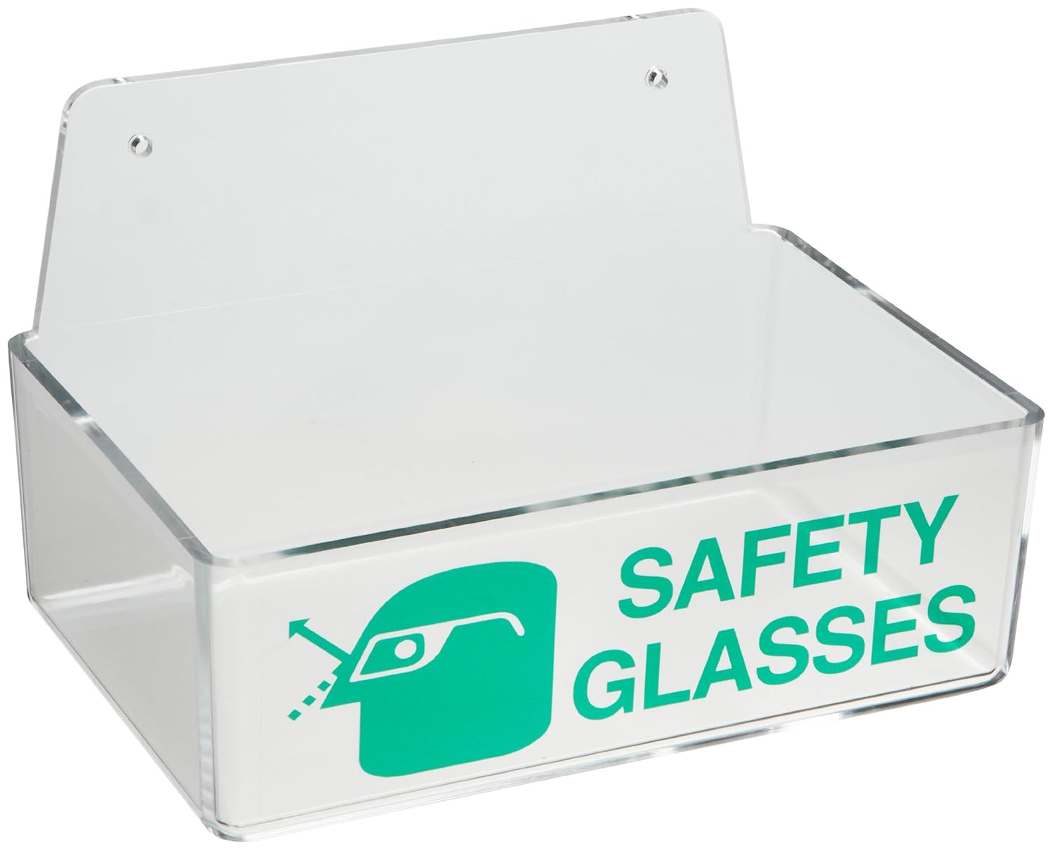 Brady Safety Glasses Holder - Green Text on Clear Plastic, Legend "Safety Glasses" - 3" Height, 9" Width, 6" Depth - 45234