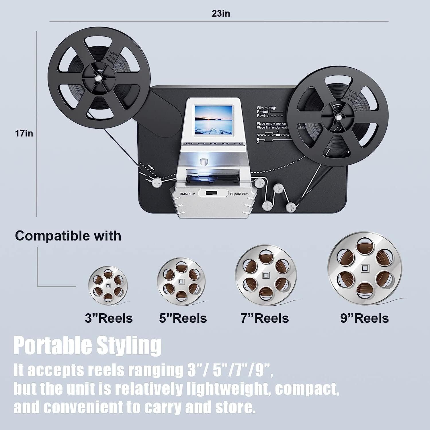Super 8 Film Scanner Digitalisieren 32 GB Speicherkarte 2,4" LCD