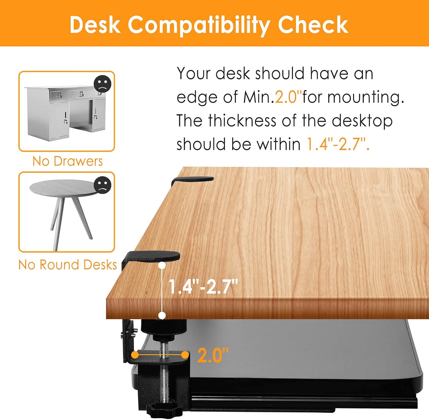 Large Keyboard Tray Under Desk Keyboard Drawers Adjustable Height Keyboard Platforms Mouse Stand Drawers for Computer Table Accessories Desk Extender Black 25.8'' x 9.8'' : Office Products