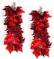 Vista 12 de RECUTMS Guirnalda de hojas negras, 2 unidades, 5.7 pies, Halloween, otoño, artificial, colgante, decoración de vid de otoño, arce para el hogar