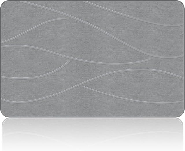 Idyfodol Diatomite Stone Bath Mat 40×60 cm - Super Absorbent Quick Dry Easy to Clean Non Slip Versatile Mat for Bathroom, Kitchen, and More (Grey)