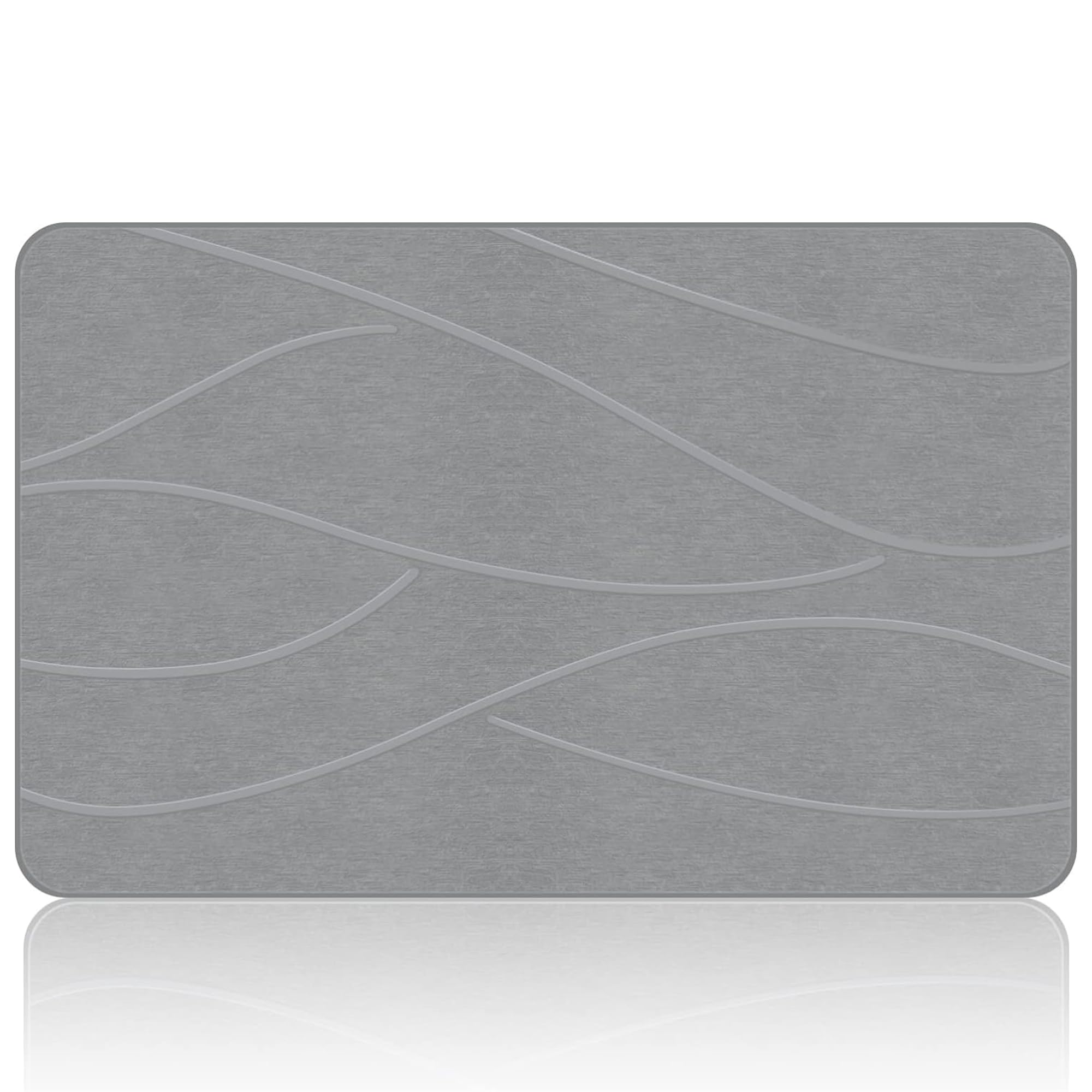 Tapis de bain en pierre de diatomite super absorbant, séchage rapide, facile à nettoyer, antidérapant, polyvalent, pour salle de bain, cuisine et plus encore - 40 x 60 cm (diatomite, gris)