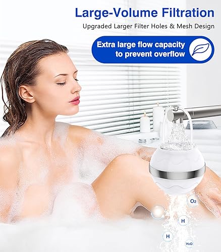 Miniatura 2 de MoKo Filtro de baño de 8 etapas para bañera, suaviza el agua, elimina contaminantes, portátil con bola de ducha y cepillo de champú, color blanco
