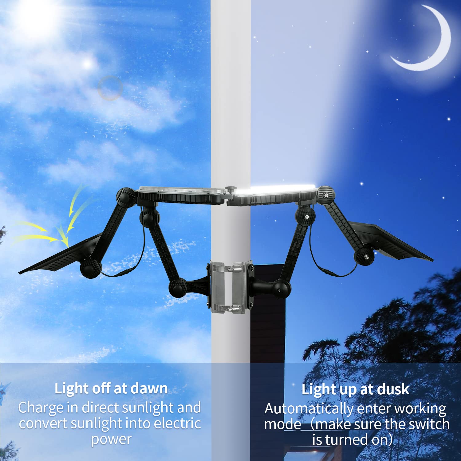Solar Fahnenmast Licht Mit 136 LEDs – IP55 Wasserdicht, Automatisches Ein-/Ausschalten, Für Masten Von 4,6–7,6 M