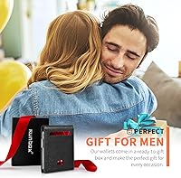 Vista 23 de RUNBOX - Carteras delgadas para hombre, cartera de piel con pinza para el dinero, cartera de bolsillo frontal con bloqueo RFID, tarjetero Negro