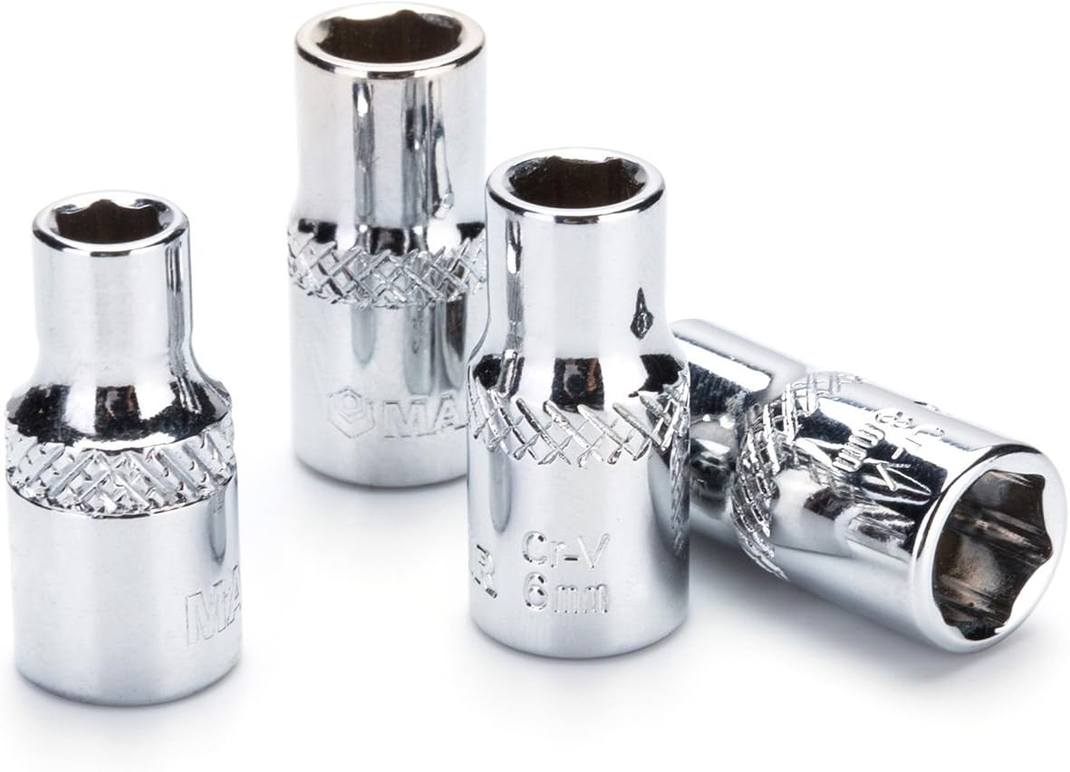 Authentic Crazy Deals MAXPOWER 11-Piece 1/4-inch Ratcheting Socket Wrench Metric Set 5mm – 14mmQuick Release Reversible Ratchet Handle and Swappable with Hanging Rack