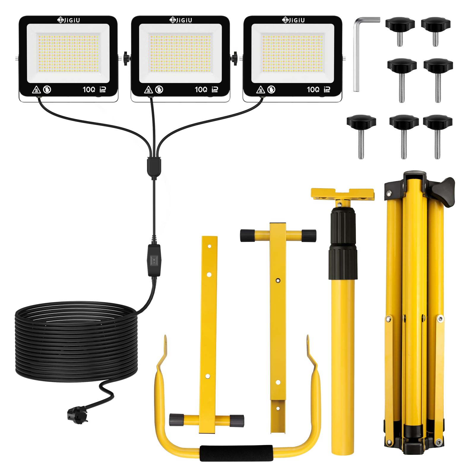 JiGiU Projecteur de Chantier LED 100W, avec 3 Températures de Couleur
