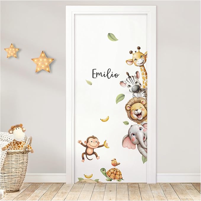 Little Deco Türsticker Safaritiere mit & ohne Wunschname DL5079 mit Name/with Name Rechts/Right