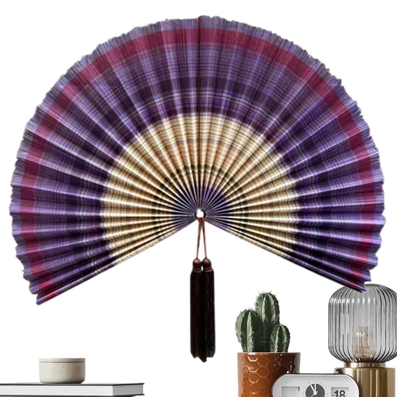 Fan Wall Art - 102 cm wiszące składane ozdoby, dekoracyjny wentylator ścienny z frędzlami - do salonu, sypialni, nad łóżko, akademik, biuro, hotel, restauracja