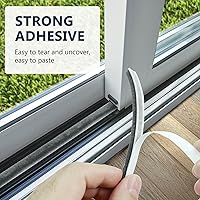 Vista 4 de Cinta de espuma autoadhesiva gris de 33 pies para puertas y ventanas, burlete de cepillo de una sola cara, 0.35 pulgadas de ancho x 0.2 pulgadas