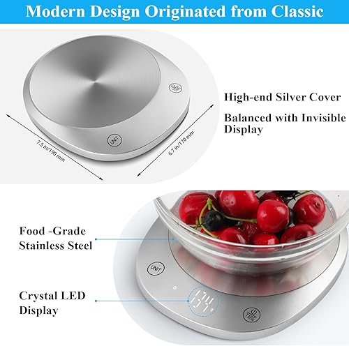 Miniatura 5 de Homebuds Báscula digital de alimentos de cocina de 22 libras22.0 lbs, pesaje profesional desde 2001, gramos y onzas por precisión 1 g0.1 oz, pérdida