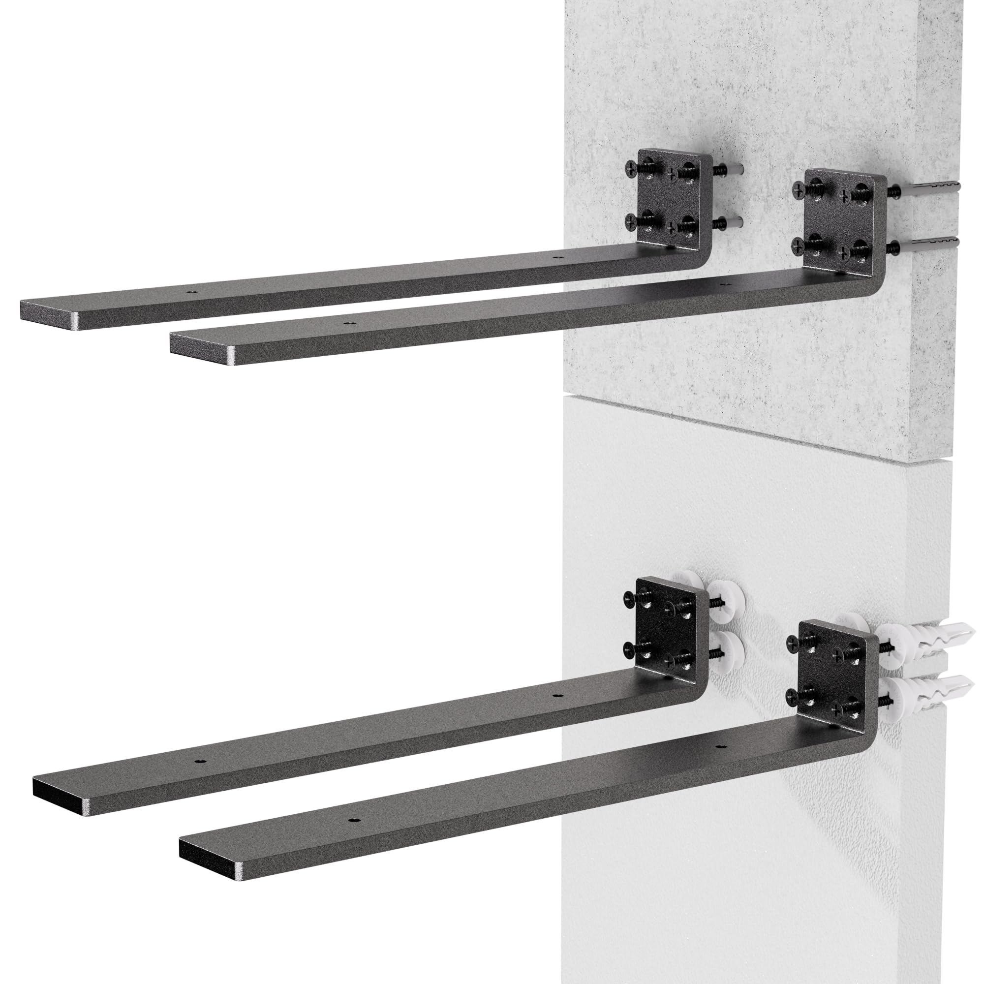 Heavy Duty Metal Shelf Brackets 4-Inch, Set of 6, Modern Black Matte Finish, 1/5" Thick Steel, Easy-to-Install, Strong Support for Shelves, Versatile & Stylish (4 Inch - 6 Pack) — Amazon image 8