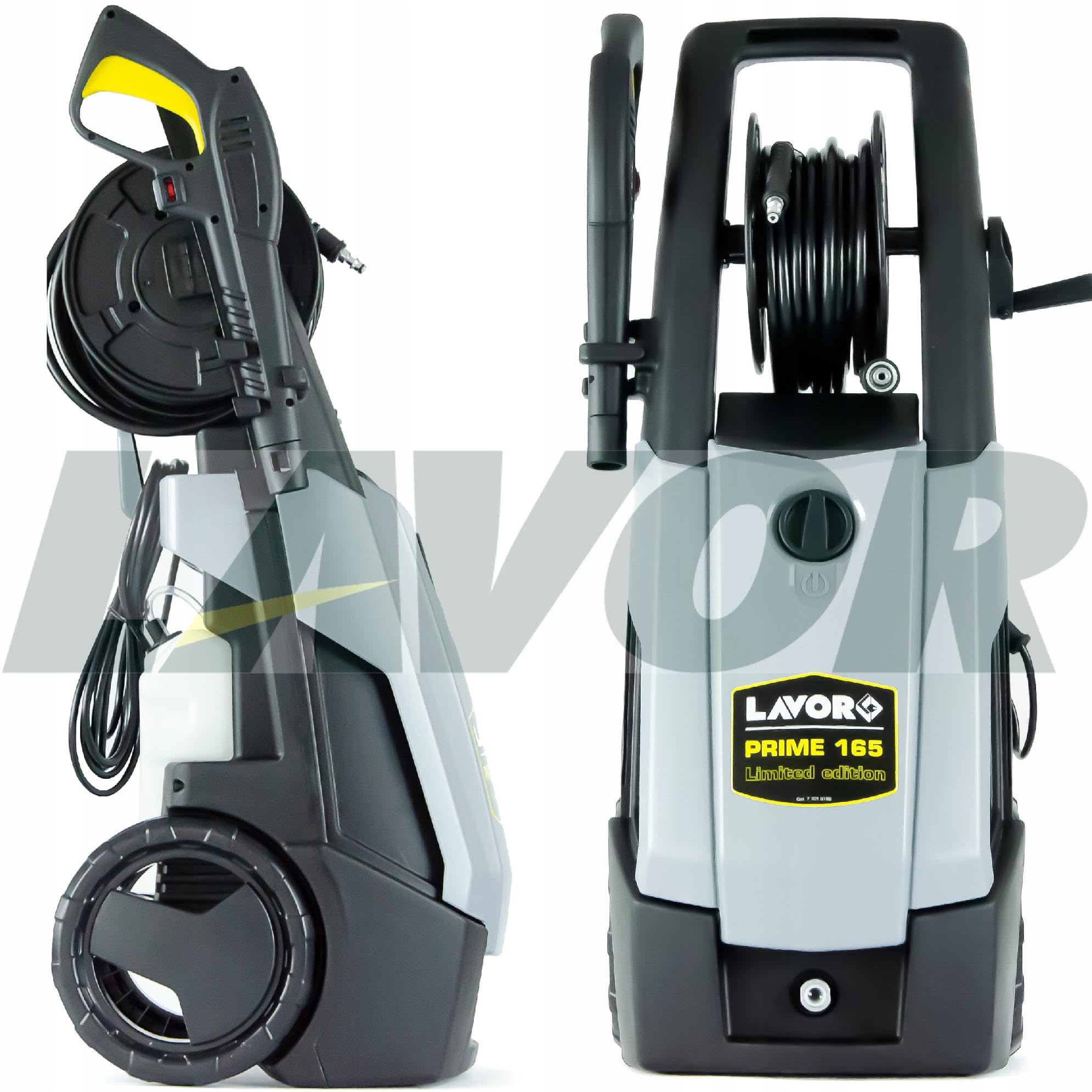 LAVOR Myjka Ciśnieniowa Prime 165 Zestaw Max: 250 EwBAR, Moc Silnika: 2500 W, Wąż Do Kanalizacji 6m, Aluminiowa Pompa, Bęben do zwijania, wzmocniony ABS, Dysza Turbo, zestaw do czyszczenia patio
