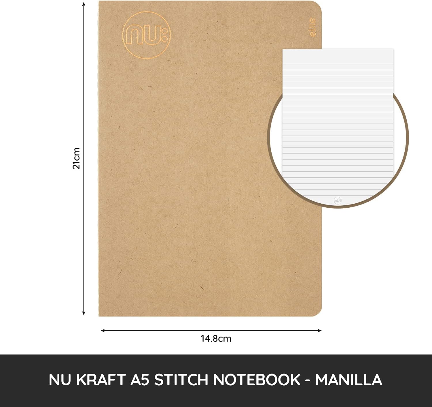 Nu Elite Kraft A5 Stitch Spine Notebook