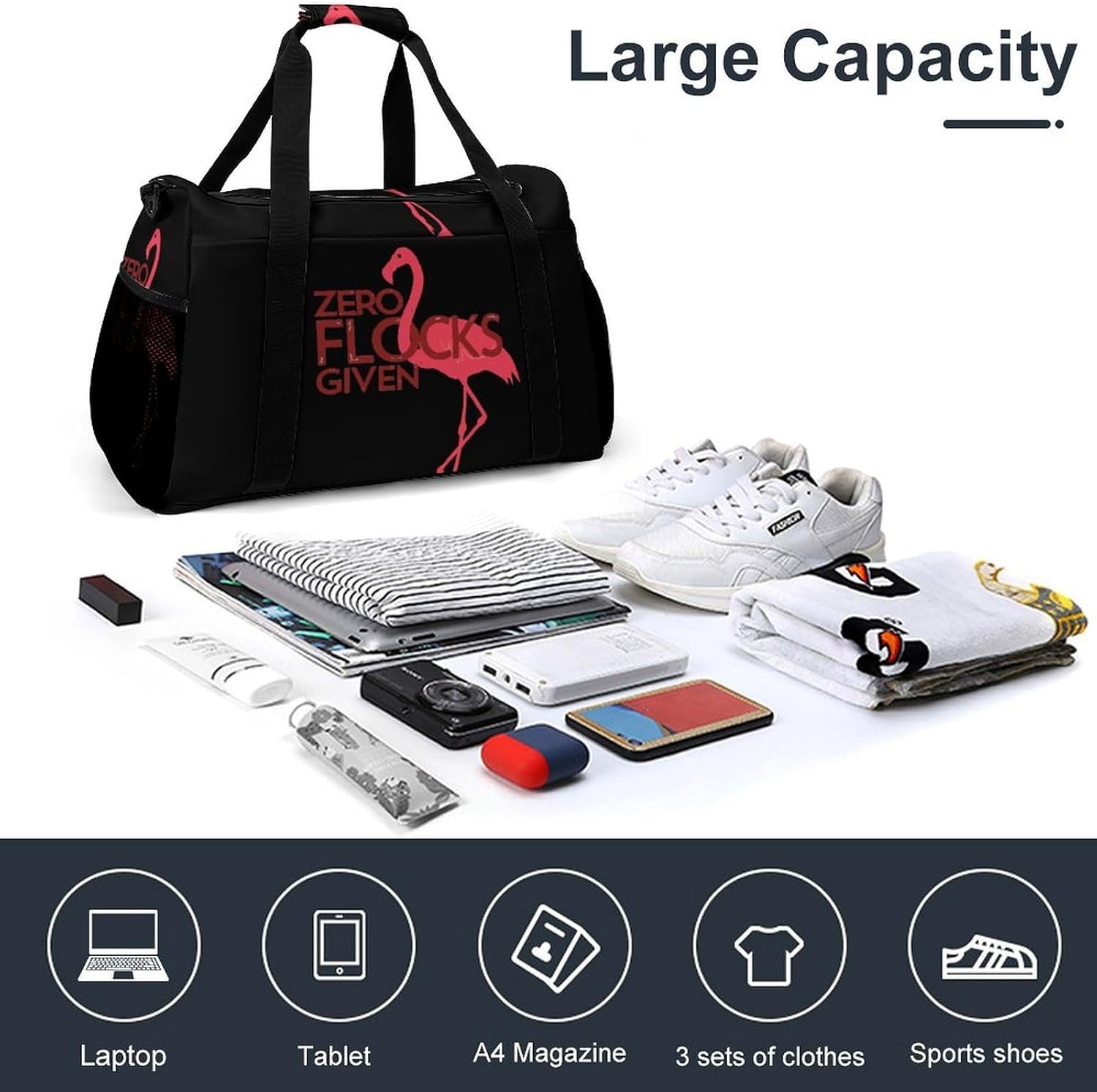 Cute Flamingo Gym Bag Weekender Duffle Bags for Travel Workout Yoga Sport image 4