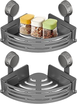 Suction Cup Shower Shelf - No Drilling Wall Mounted Storage Rack, Strong Vacuum Lock Bathroom Organizer System, Removable Waterproof Shelf Holder, Durable Load Bearing Design Accessory | Shampoo