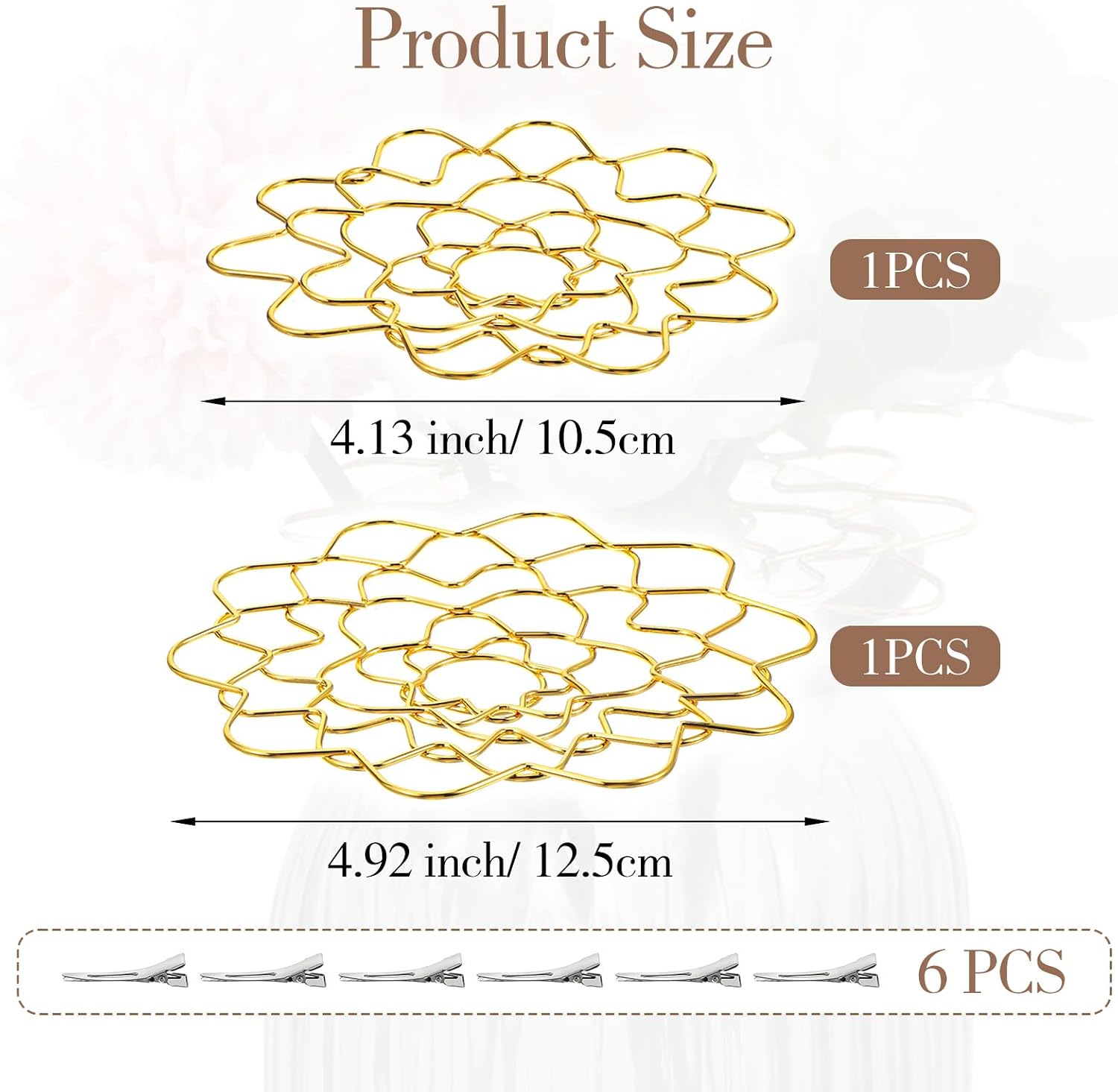 Sorcristy Flower Arrangement Holder, 2PCS Wire Frog Insert for Vase Bouquets Plant Fixation, Gold Reusable Metallic Floral Shaped Holder Tool for Bouquets Plant DIY Home Decor (4in/5in)