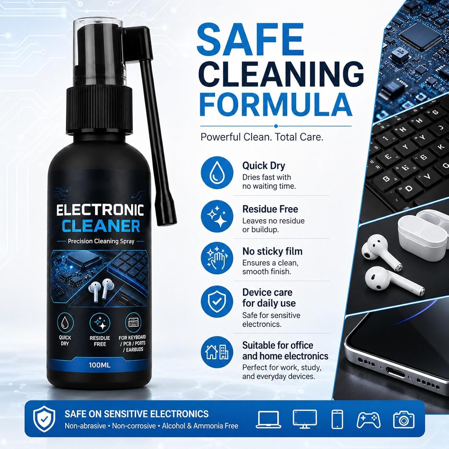 Electric Contact Cleaner - Earbud Oil Removal Spray, Electronic Care Tool