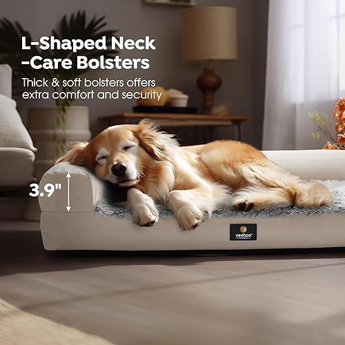 Miniatura 5 de Veehoo Cama inflable grande para perro, cama lavable para perro con colchón de aire impermeable, cama ortopédica para perro con cojín en forma de L