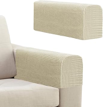 2Pcs Armchair Covers Protectors Slipcover, Sofa Arm Covers Anti-Slip, Thickened Arm Rest Covers for Sofa, Chair Arm Cover for Sofa Protector Couches Recliner 2, Light Beige