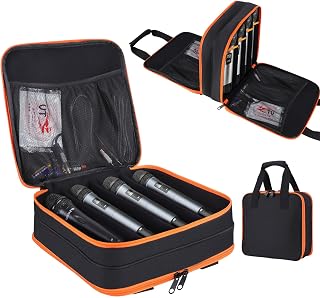 8-Slot Microphone Carrying Case with Adjustable Foam