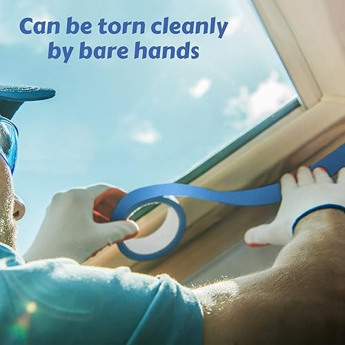 Miniatura 6 de Fainne 36 rollos de cinta azul para pintores a granel, paquete múltiple de cinta adhesiva de papel de pintura segura para pintura de pared