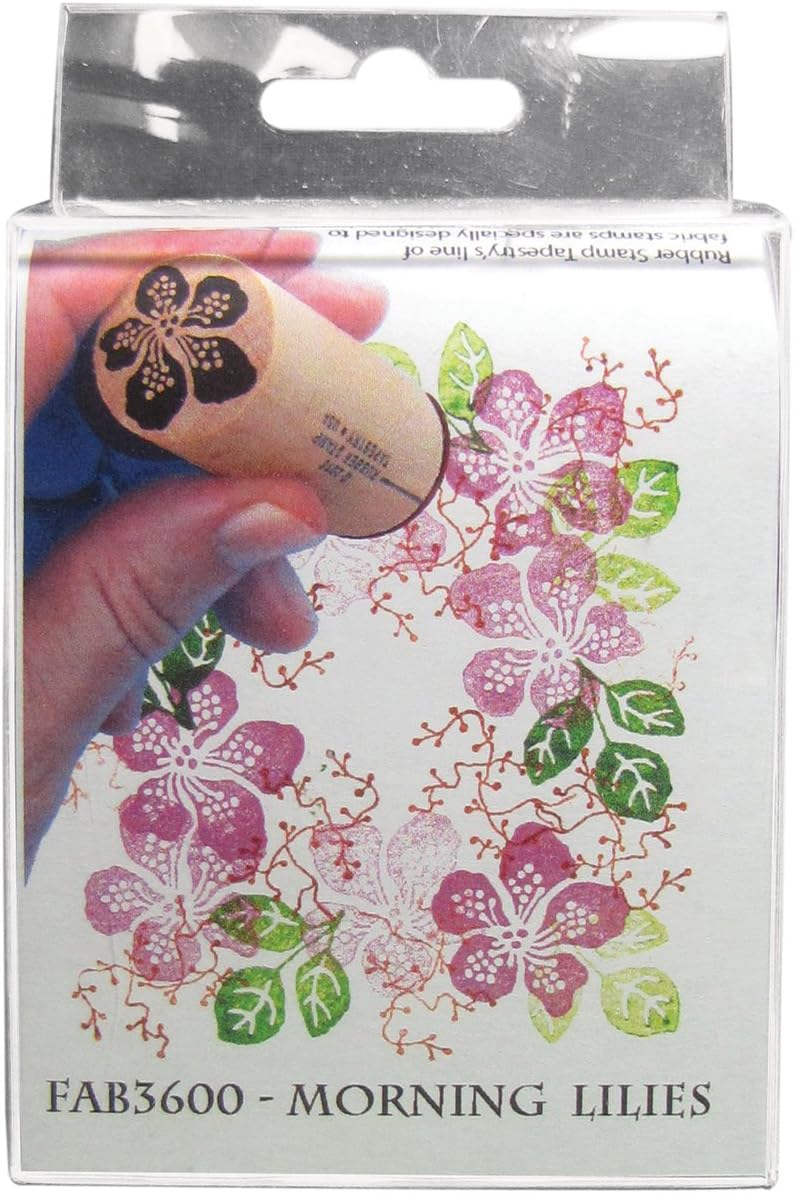 Rubber Stamp Tapestry FAB3600 3-Piece Mounted Rubber Fabric Stamp Set, Morning Lilies