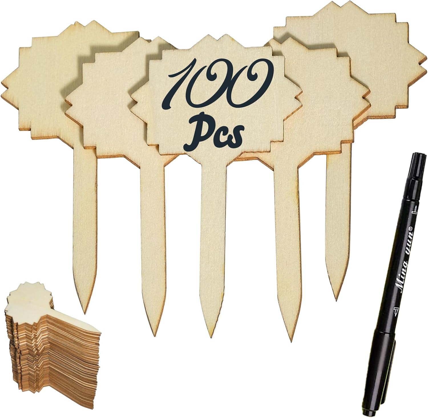 Caylielam 100Pcs Wooden Plant Labels, Garden Markers Potted