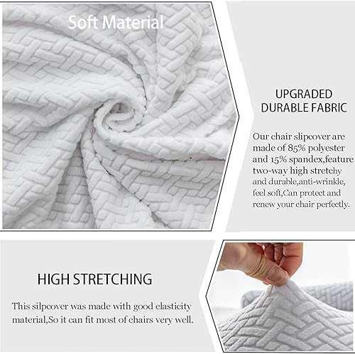 Miniatura 3 de TOPCHANCES Paquete de 2 fundas para silla lateral con respaldo de ala, fundas elásticas geométricas rómbicas para silla de banquete, protector de