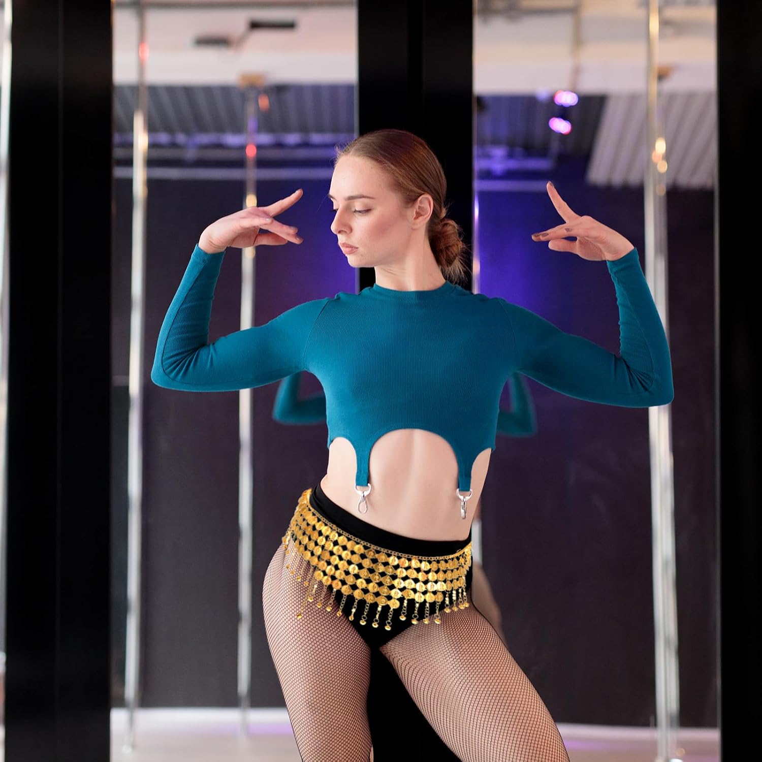 Coin Belt Dangling Coins Belly Dancing Skirt Women Chain Belt Belly Dance Hip Scarf for Bellydance Music Festival Halloween Costume Accessory Gold