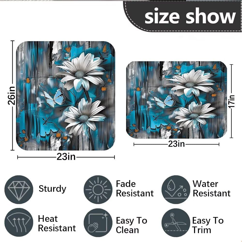 Retro Wood Grain Floral Instant Stainless Steel Magnetic Dishwasher Cover,Flowers Reusable Decal for Front Panel,Flower Dishwasher Magnet Cover,Floral Butterfly Appliance Wrap Skin