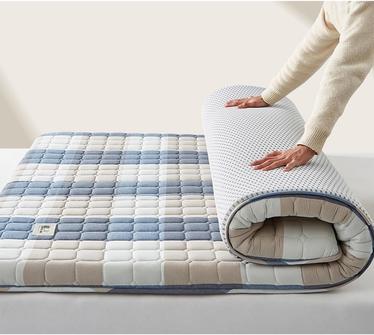 Bed mattress, single, color 4, futon, smooth and comfortable, highly resilient, can be used on both sides, futon, cushioning improved, 180x200cm, futon, improved sleeping comfort, futon pad, semi-dou