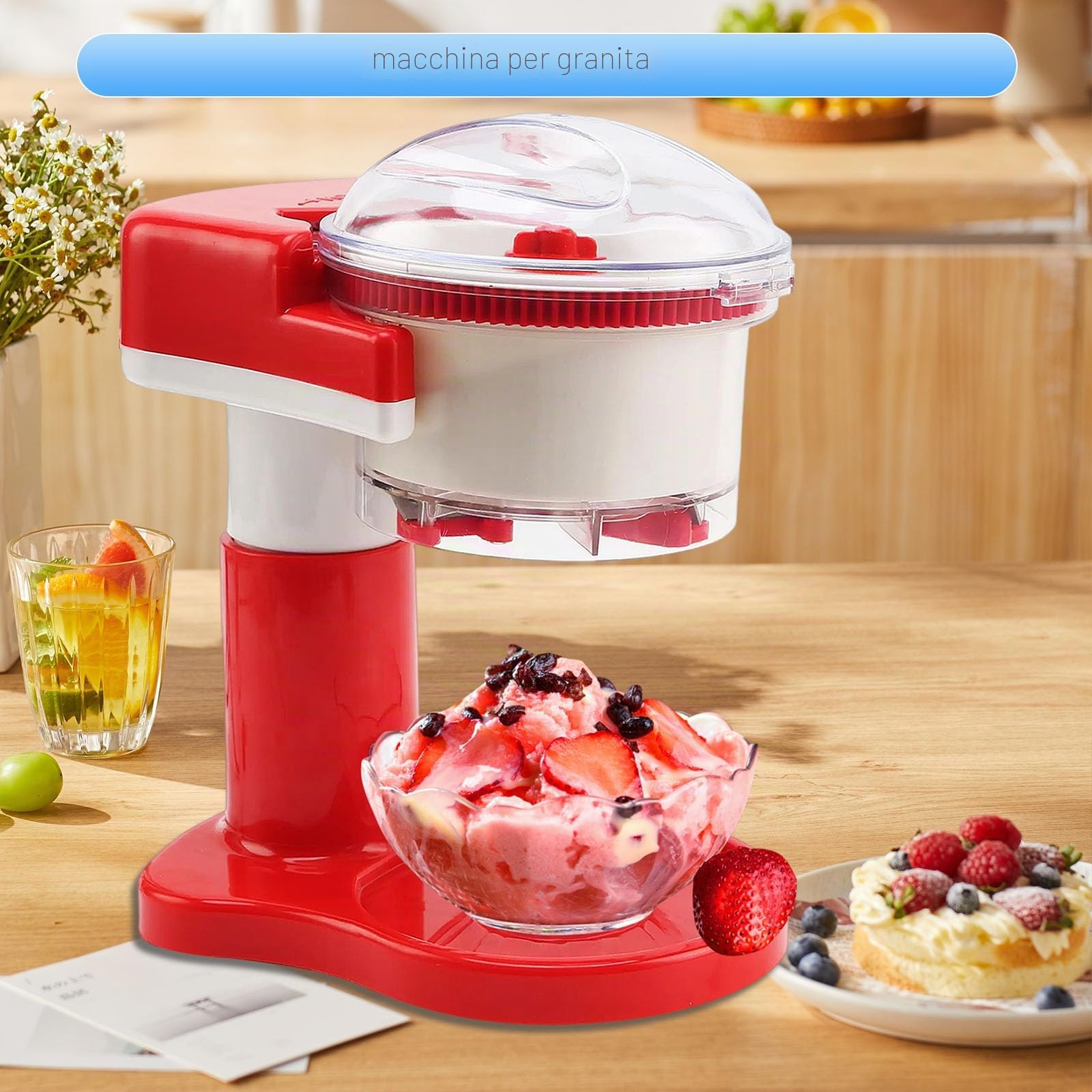 Trituratore elettrico per ghiaccio rasato, 500 ml, macchina compatta per cubetti di ghiaccio per palle di neve fatte in casa, cocktail frappe caffè, tè freddo, macchina per cubetti di ghiaccio per