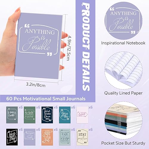 Miniatura 2 de Fulmoon Bloc de notas inspiradores, regalos a granel, regalos de agradecimiento a los empleados, diarios motivacionales, bolígrafos de tinta negra