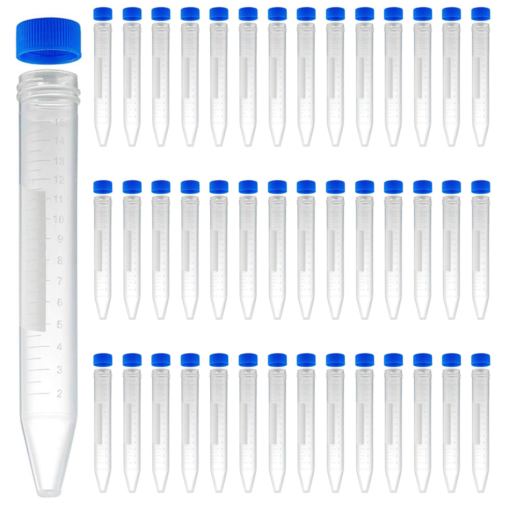 Provette Coniche da Centrifuga 15ML, 400 Provette nel Plastica Sterili con Tappi un Vite, Contenitore nel Polipropilene